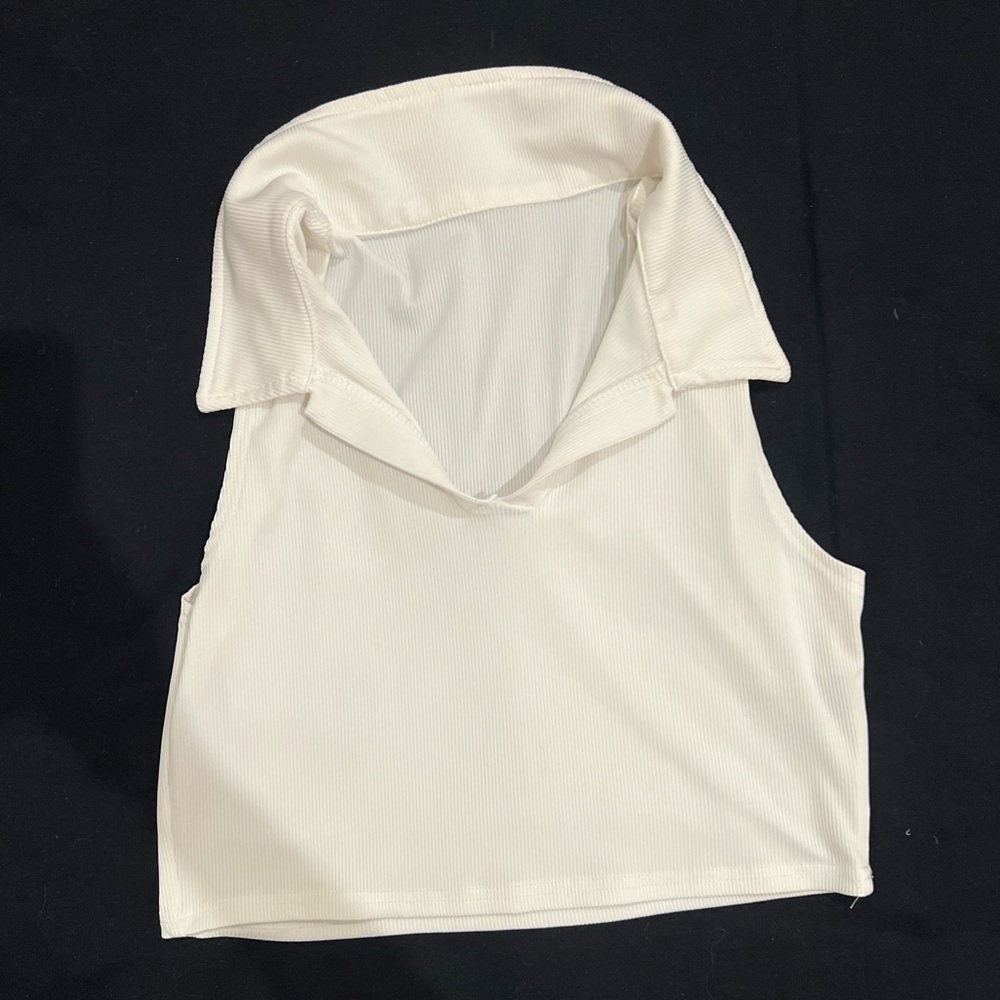 white collared crop top, Shein size M